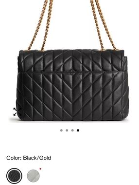 Karl Lagerfeld Black Quilted Shoulder Bag with Gold Chain Straps